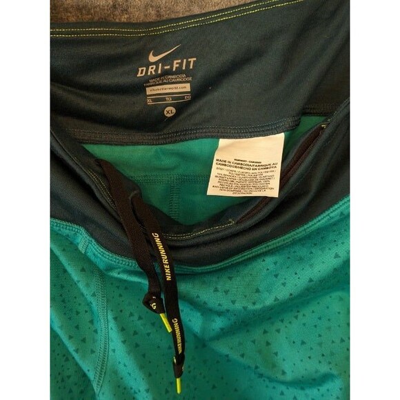 Nike Dri-FIT Teal Triangle Print Crop Leggings XL Running Tights Activewear Gym - Picture 7 of 7